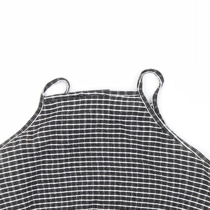 Primark Womens Black Houndstooth  Cropped Polo Size 10