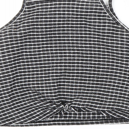 Primark Womens Black Houndstooth  Cropped Polo Size 10