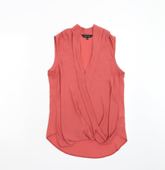 Womens UK Size 10 New Look Pink Basic Blouse