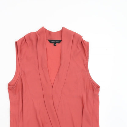Womens UK Size 10 New Look Pink Basic Blouse