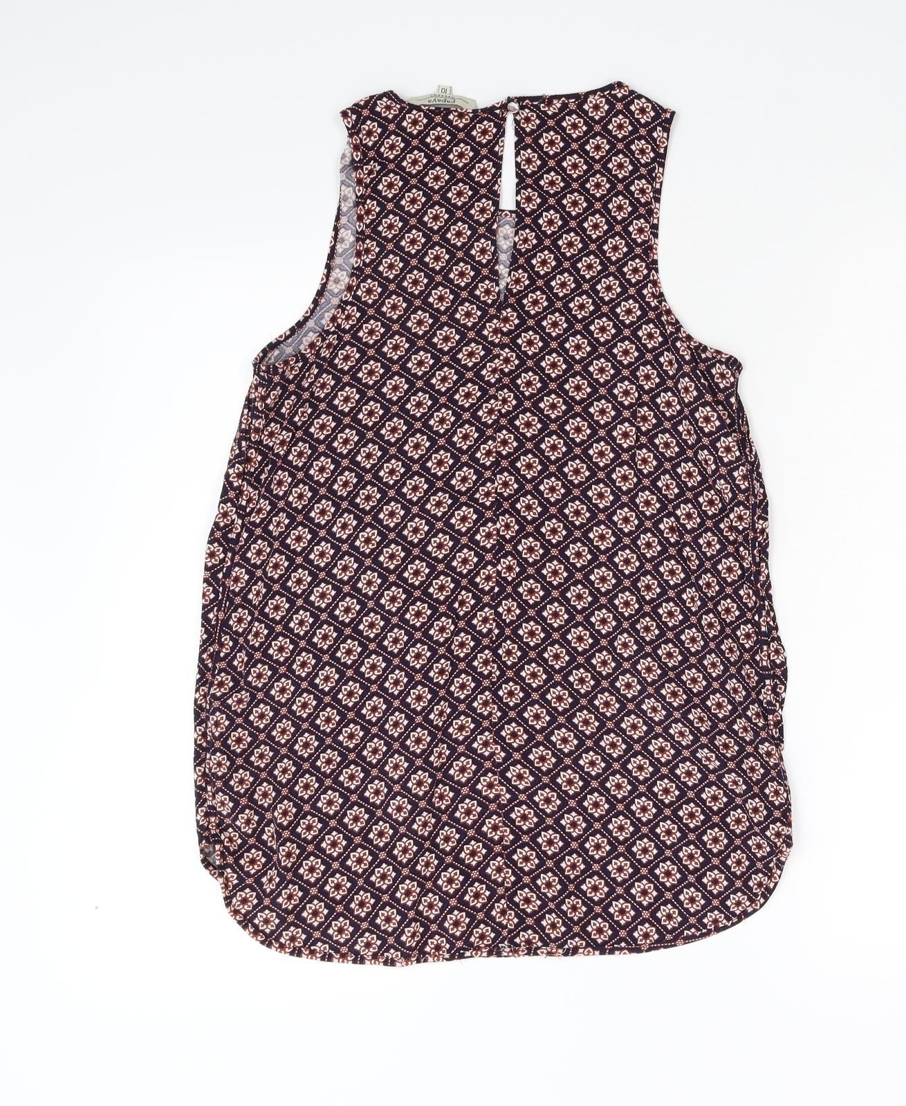 Papaya Womens Blue Geometric  Basic Blouse Size 10