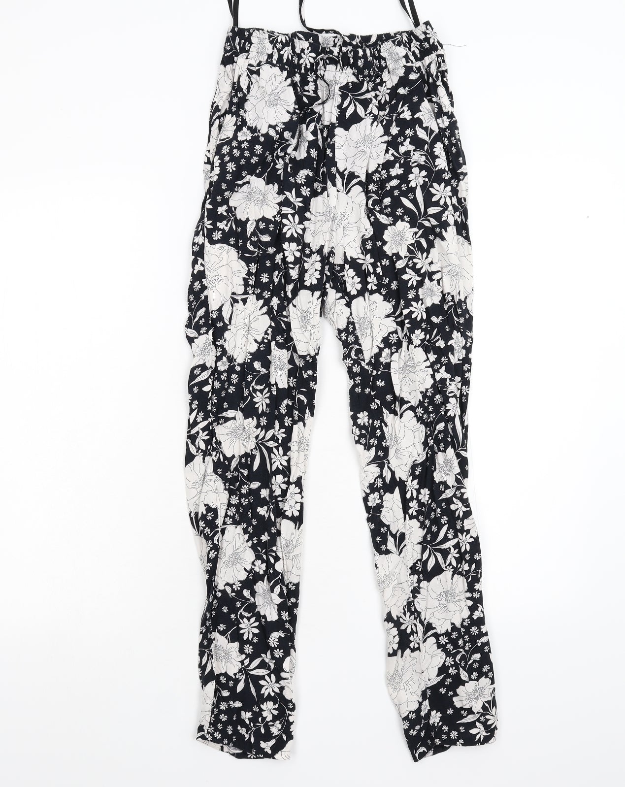 F&F Womens Black Floral  Trousers  Size 8 L26 in