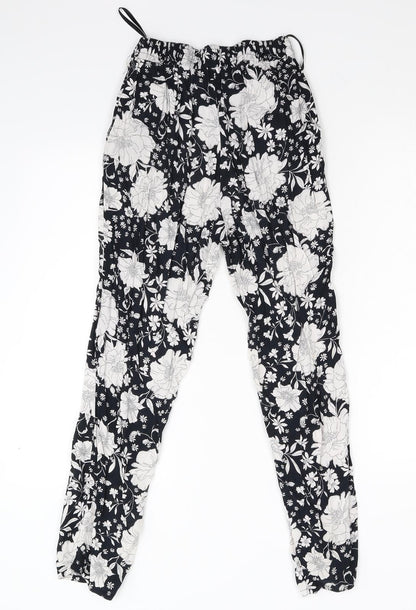 F&F Womens Black Floral  Trousers  Size 8 L26 in
