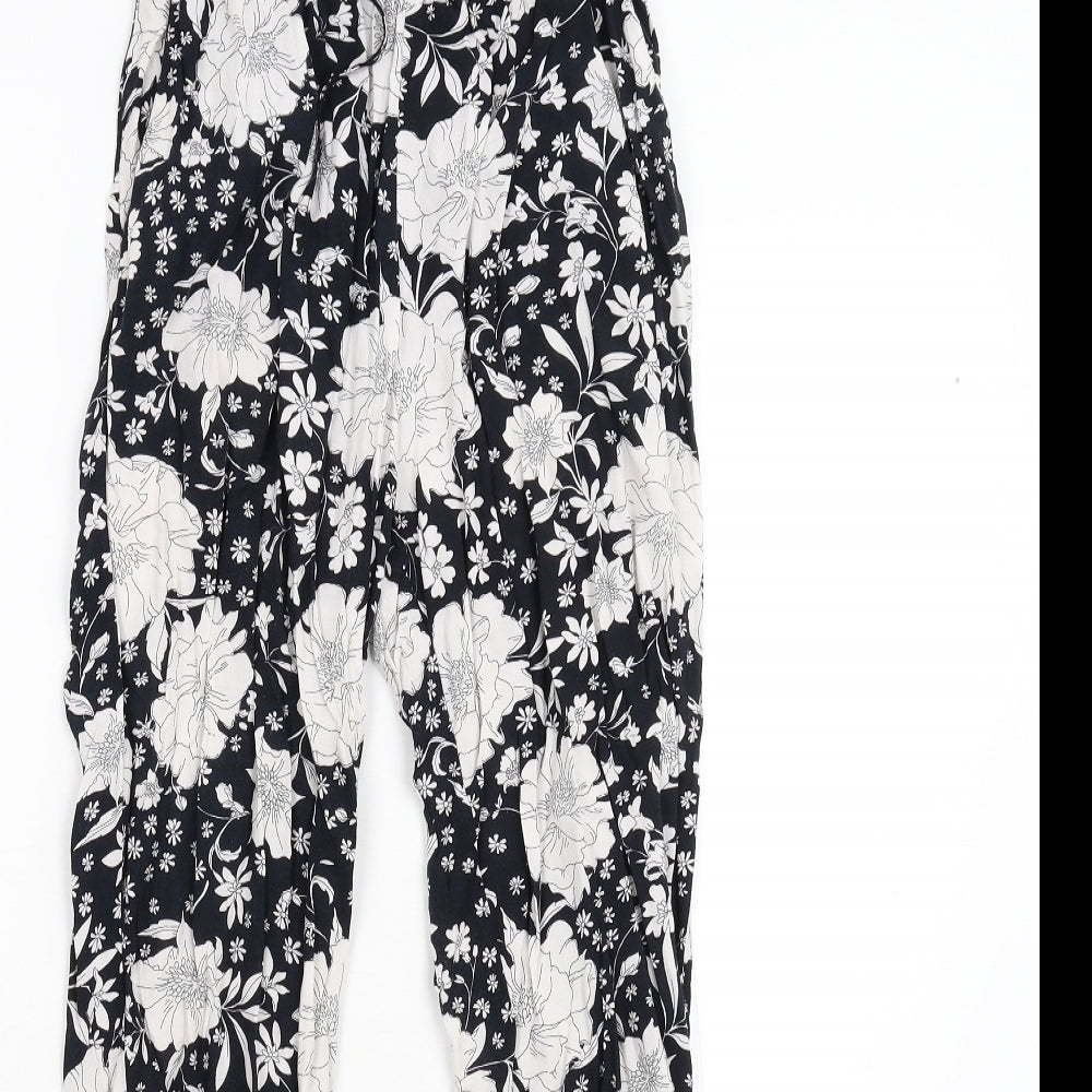 F&F Womens Black Floral  Trousers  Size 8 L26 in