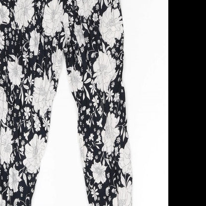 F&F Womens Black Floral  Trousers  Size 8 L26 in