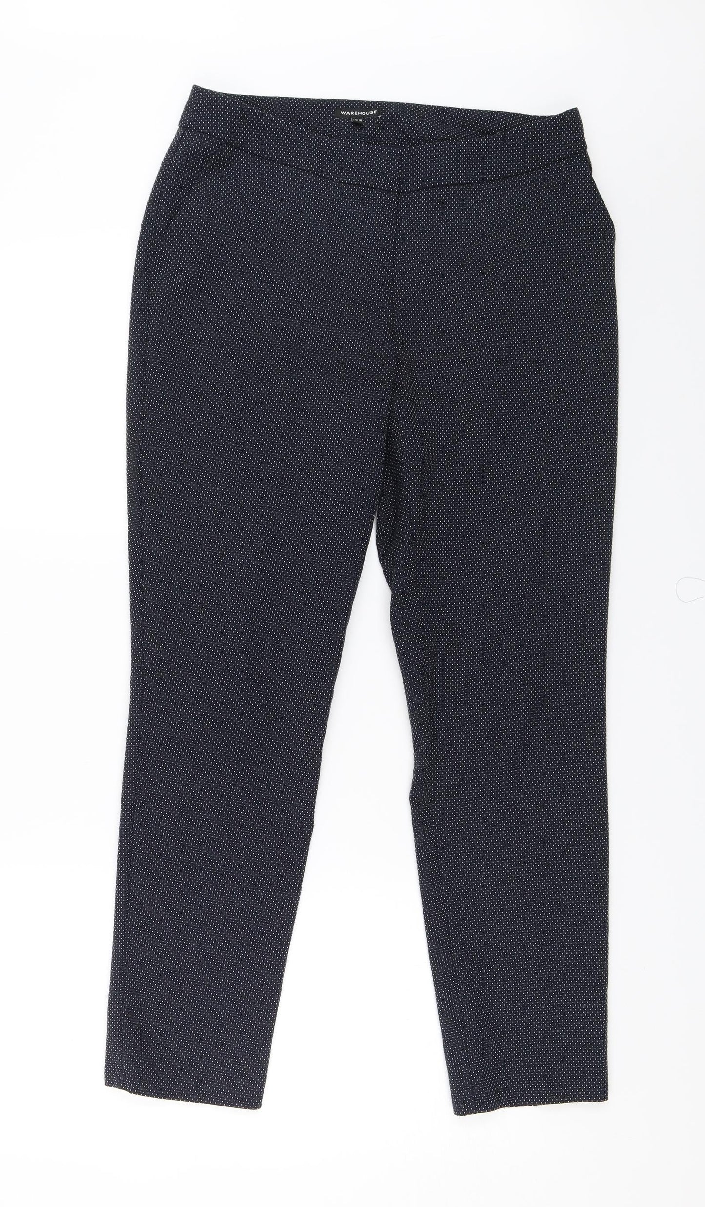 Warehouse Womens Blue Polka Dot  Chino Trousers Size 10 L26 in