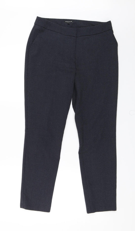 Warehouse Womens Blue Polka Dot  Chino Trousers Size 10 L26 in