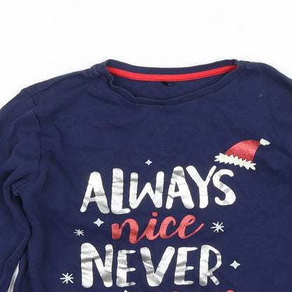 George Boys Blue   Basic T-Shirt Size 7-8 Years  - Always nice never naughty