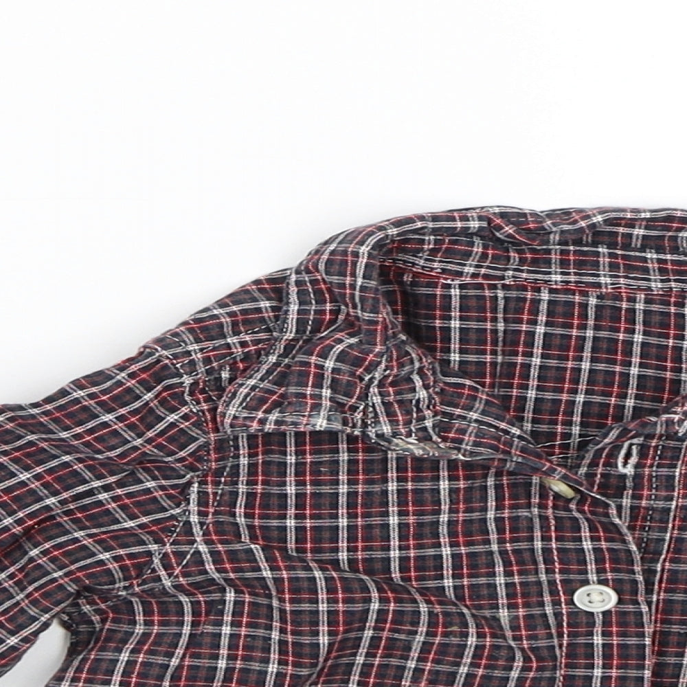Close-up detail of George Baby Black Plaid Basic Button-Up, size 6-9, Months
