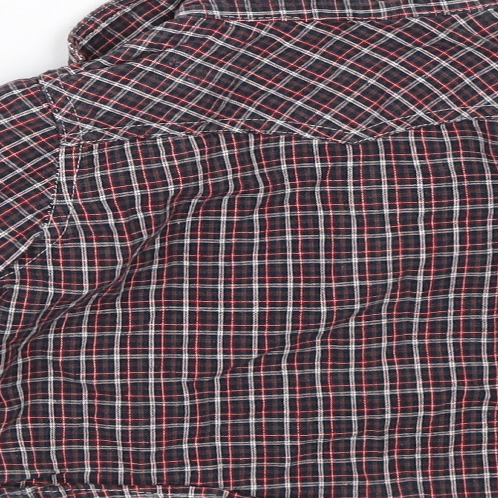 Brand and care label for George Baby Black Plaid Basic Button-Up, size 6-9, Months