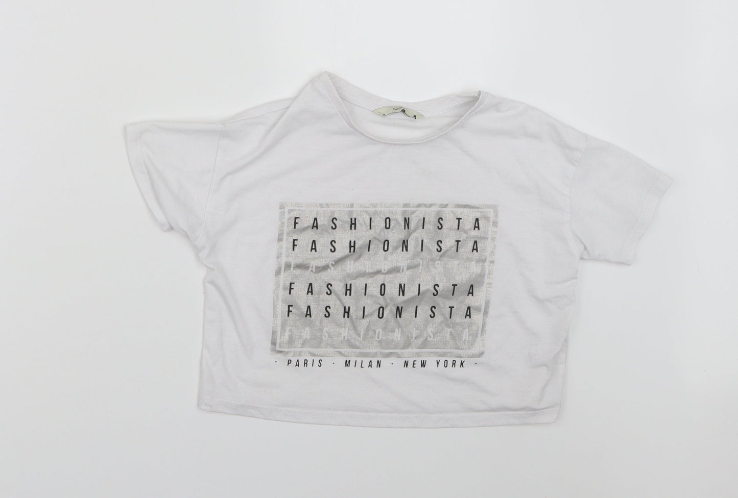 George Girls White   Basic T-Shirt Size 8-9 Years  - Fashionista