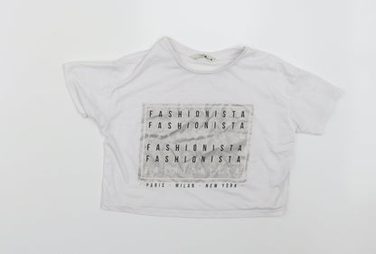 George Girls White   Basic T-Shirt Size 8-9 Years  - Fashionista