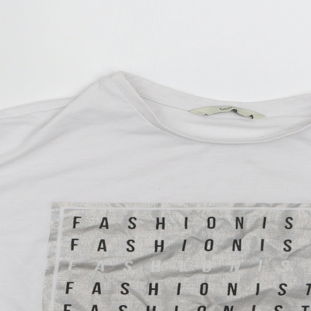George Girls White   Basic T-Shirt Size 8-9 Years  - Fashionista