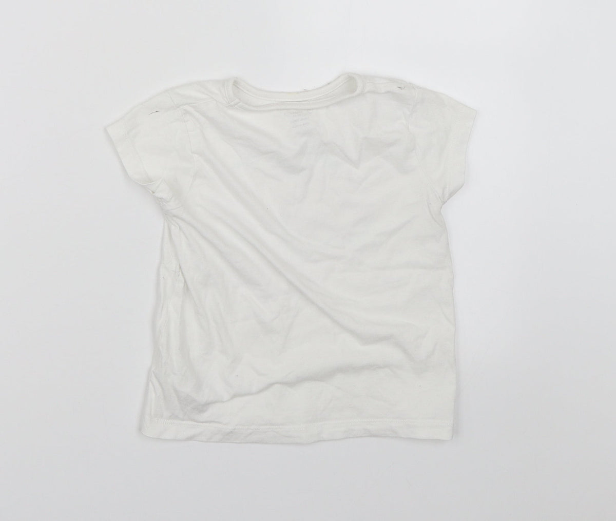 Back view of Primark girls’ white basic t-shirt, size 3-4, years - seashell