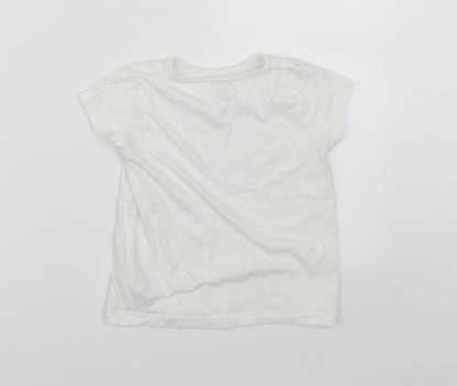 Back view of Primark girls’ white basic t-shirt, size 3-4, years - seashell