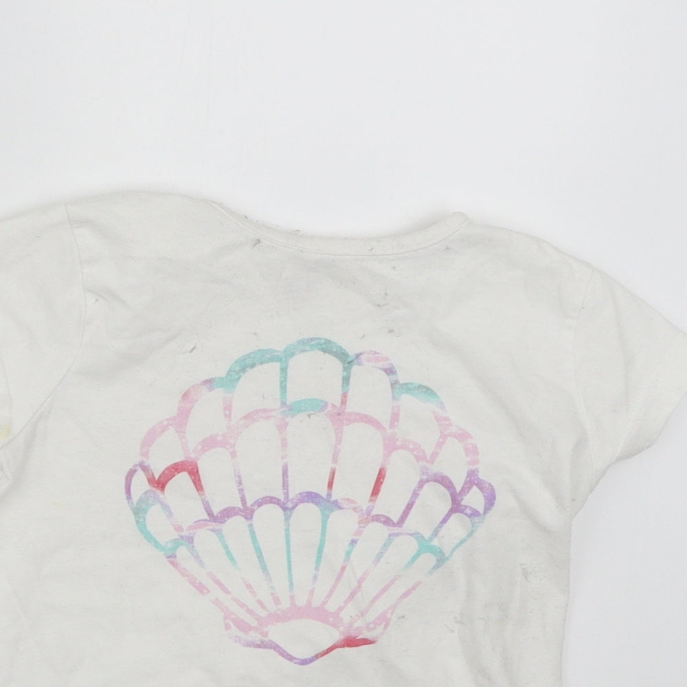 Close-up detail of Primark girls’ white basic t-shirt, size 3-4, years - seashell
