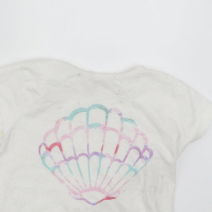 Close-up detail of Primark girls’ white basic t-shirt, size 3-4, years - seashell
