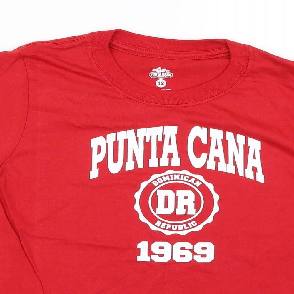 Punta Cana Womens Red   Basic T-Shirt Size 12
