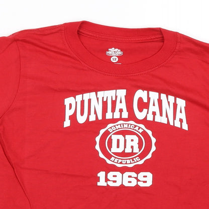 Punta Cana Womens Red   Basic T-Shirt Size 12