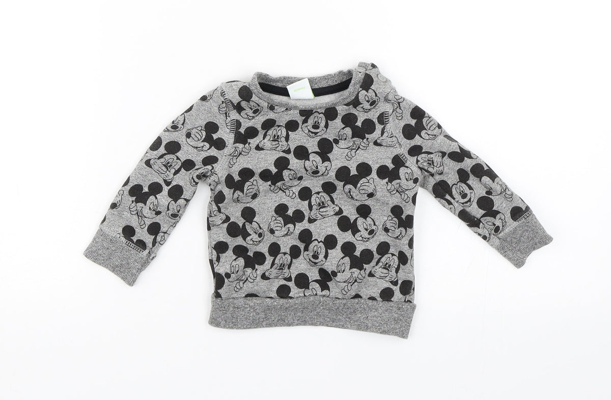Front view of Disney Baby Grey jumper, size 3-6, Months - Mickey Mouse
