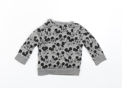 Back view of Disney Baby Grey jumper, size 3-6, Months - Mickey Mouse
