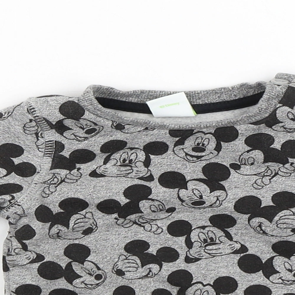 Close-up detail of Disney Baby Grey jumper, size 3-6, Months - Mickey Mouse