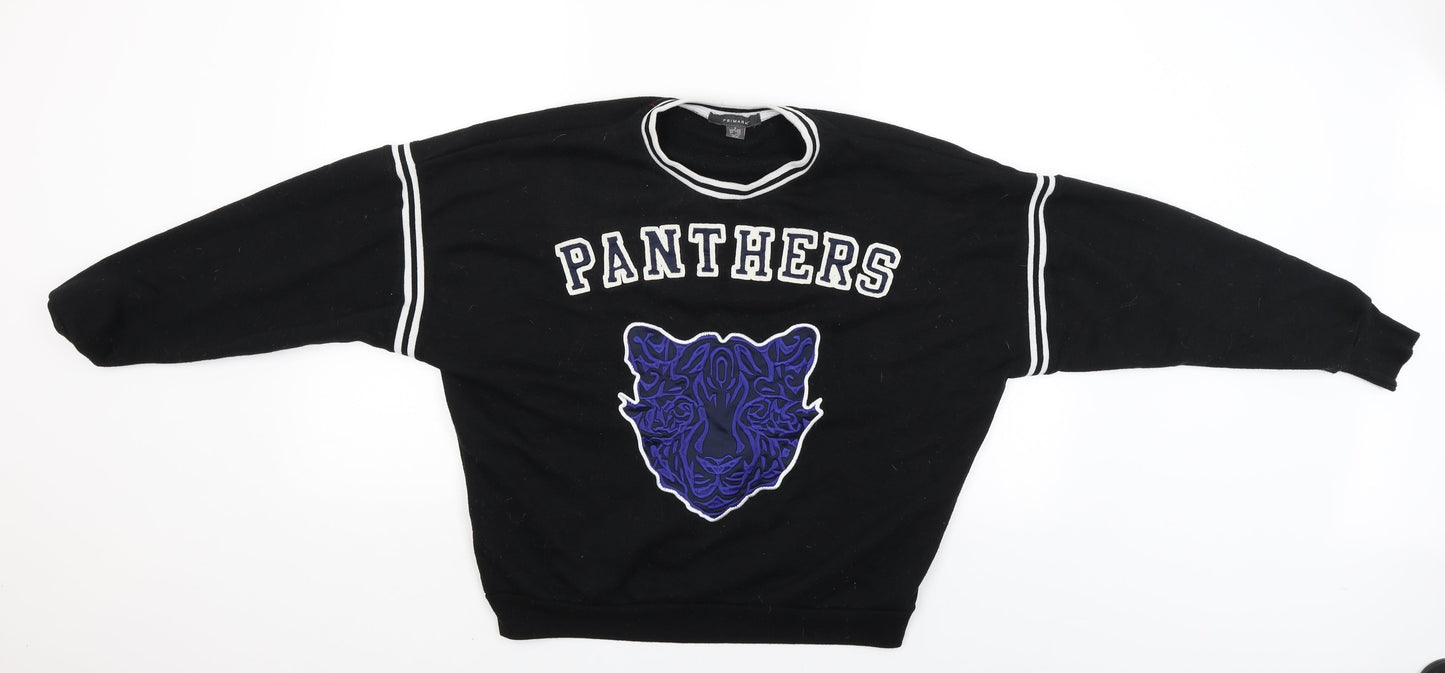 Primark Womens Black   Pullover Jumper Size S  - panthers