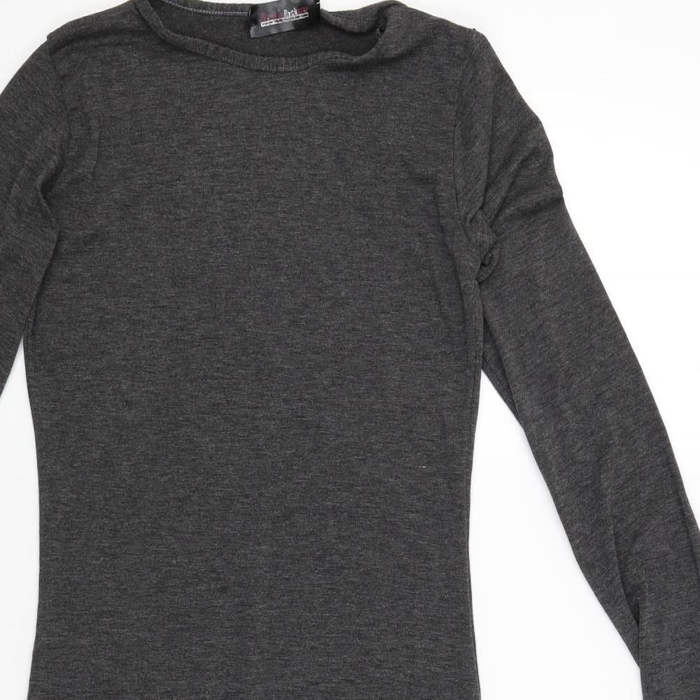 Close-up detail of Fashion Brickstar women’s grey jumper, size M