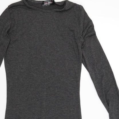 Close-up detail of Fashion Brickstar women’s grey jumper, size M
