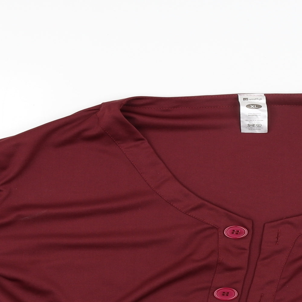 Smiffys Womens Red   Basic Button-Up Size XL