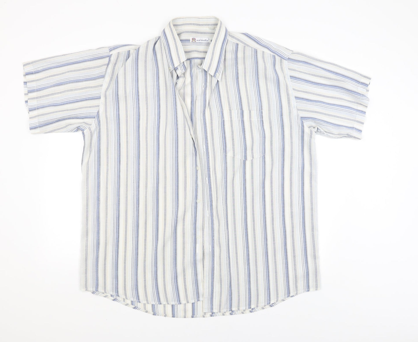 Rich brother Mens White Striped   Button-Up Size 17.5