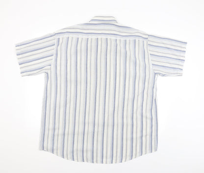 Rich brother Mens White Striped   Button-Up Size 17.5