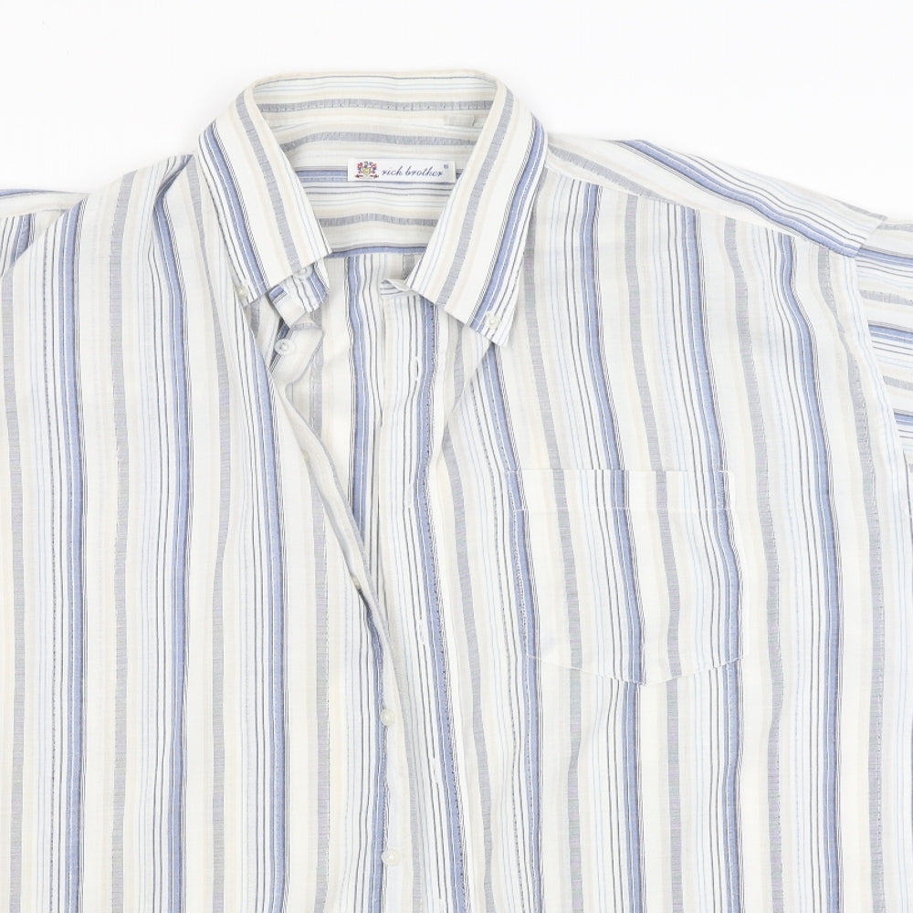 Rich brother Mens White Striped   Button-Up Size 17.5