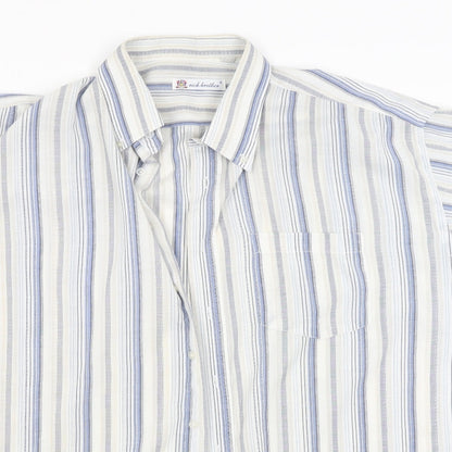 Rich brother Mens White Striped   Button-Up Size 17.5