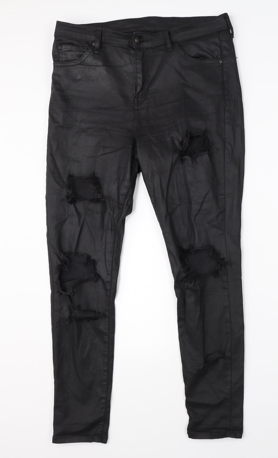 Topshop Womens Black   Straight Jeans Size 34 in L30.5 in