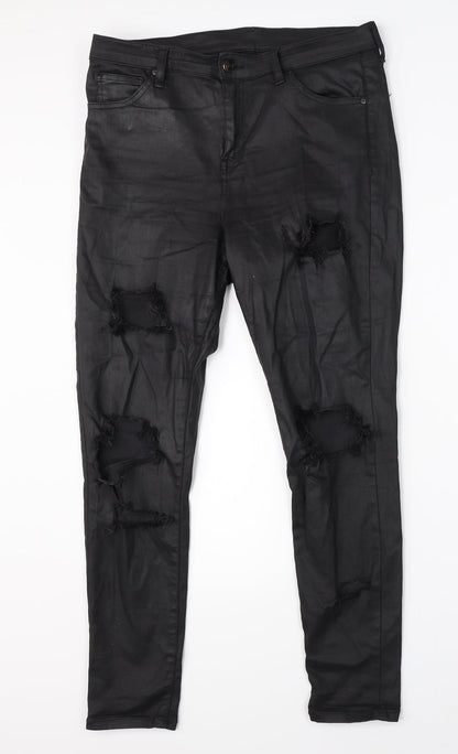 Topshop Womens Black   Straight Jeans Size 34 in L30.5 in