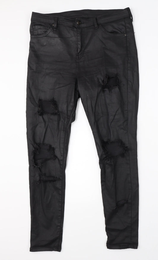 Topshop Womens Black   Straight Jeans Size 34 in L30.5 in