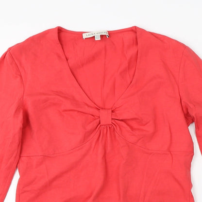 Close-up detail of Laura Ahsley women’s pink jumper, size UK 12