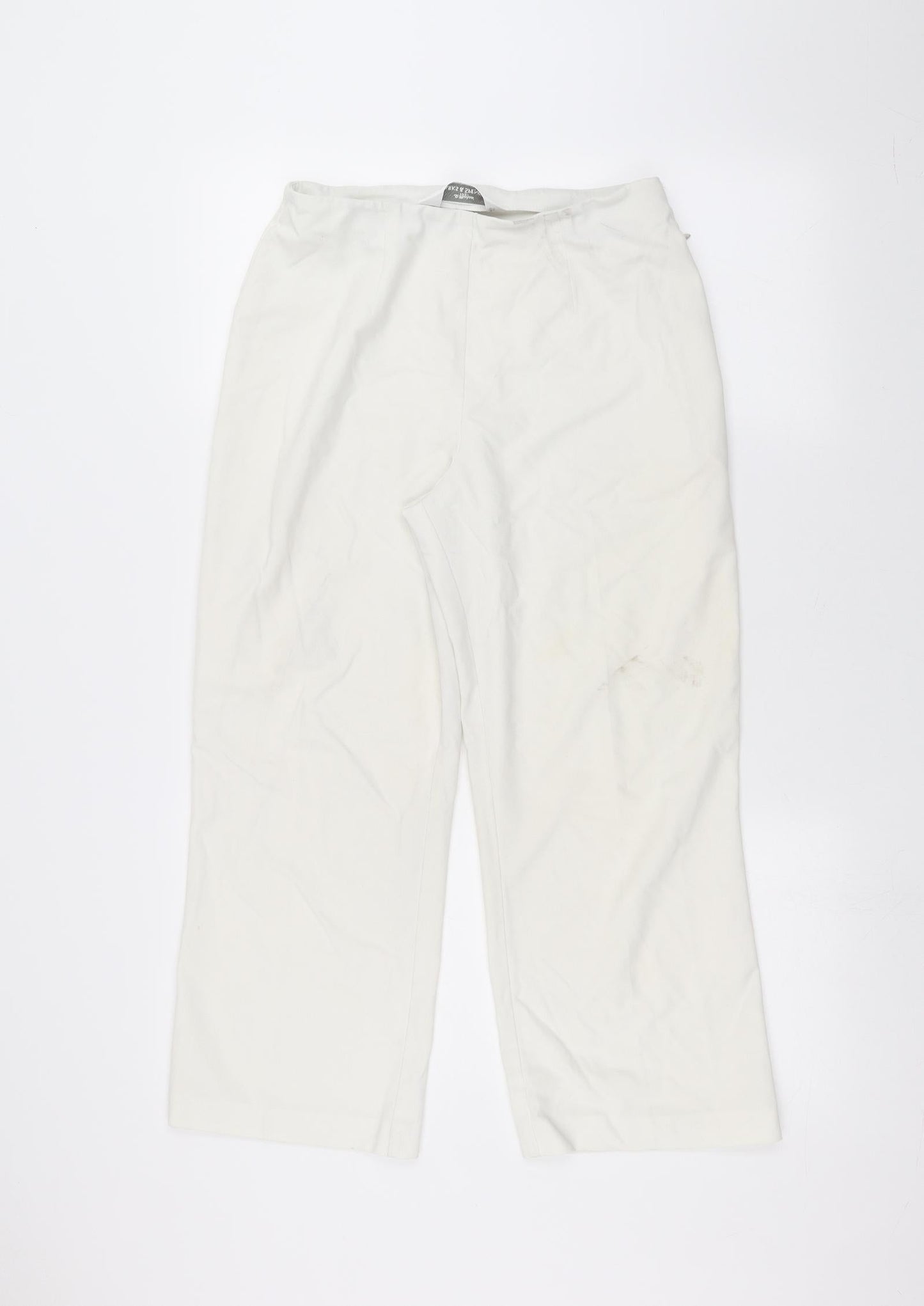 Womens UK Size 12 Marks and Spencer Regular Fit  White Trousers