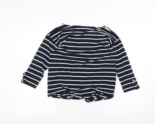 Wallis Womens White Striped  Basic T-Shirt Size S