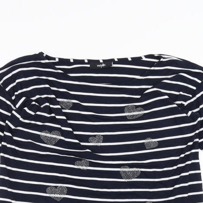 Wallis Womens White Striped  Basic T-Shirt Size S
