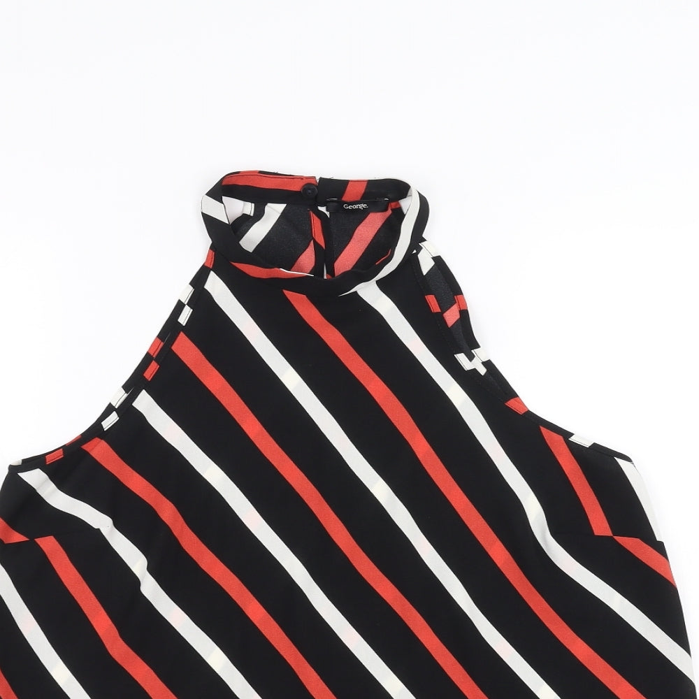 George Womens Black Striped  Basic Blouse Size 8
