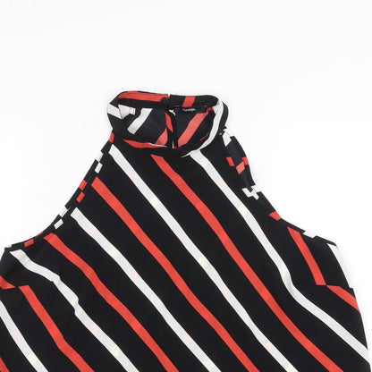 George Womens Black Striped  Basic Blouse Size 8