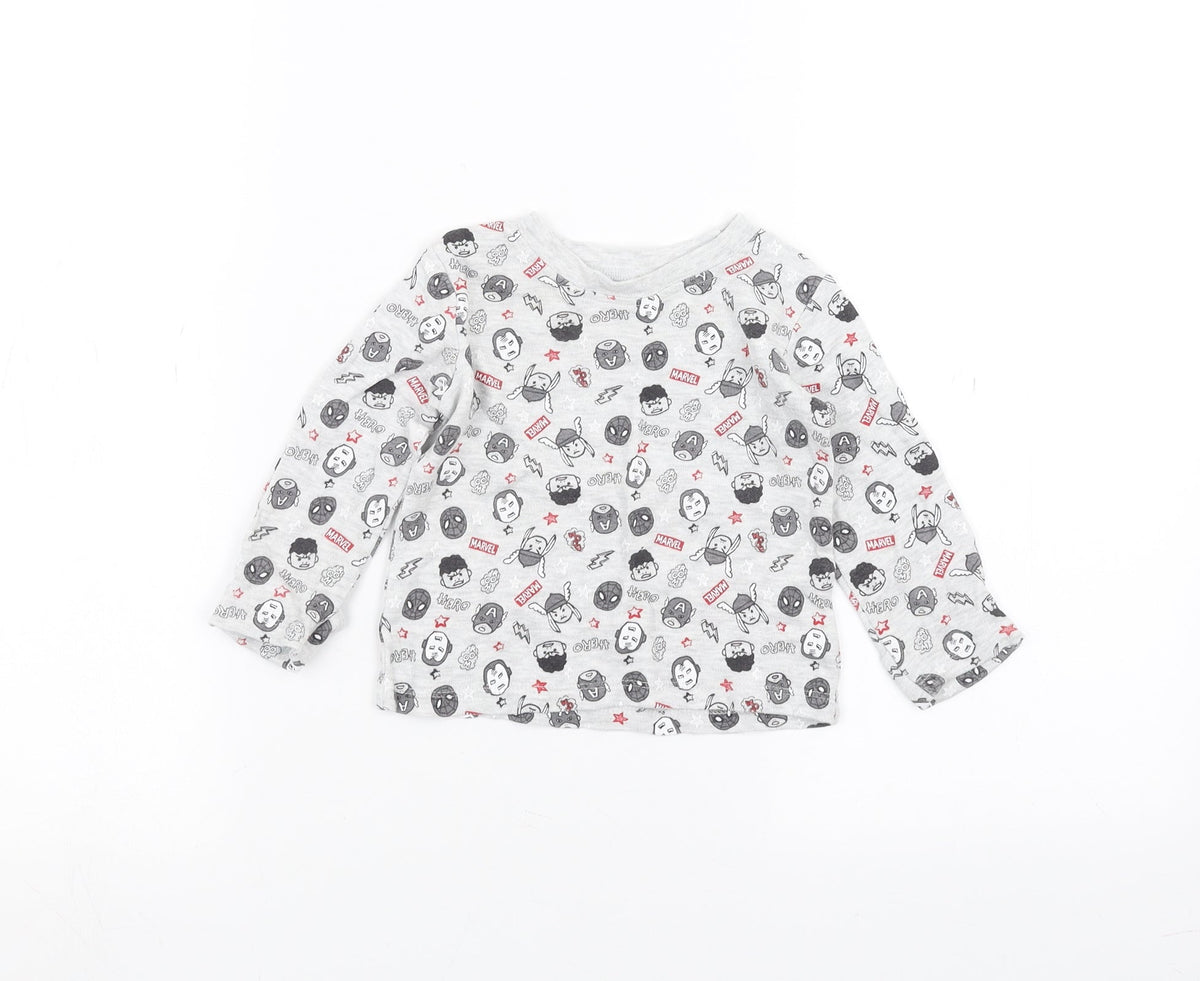 Front view of George Baby Grey Basic T-Shirt, size 6-9, Months - marvel