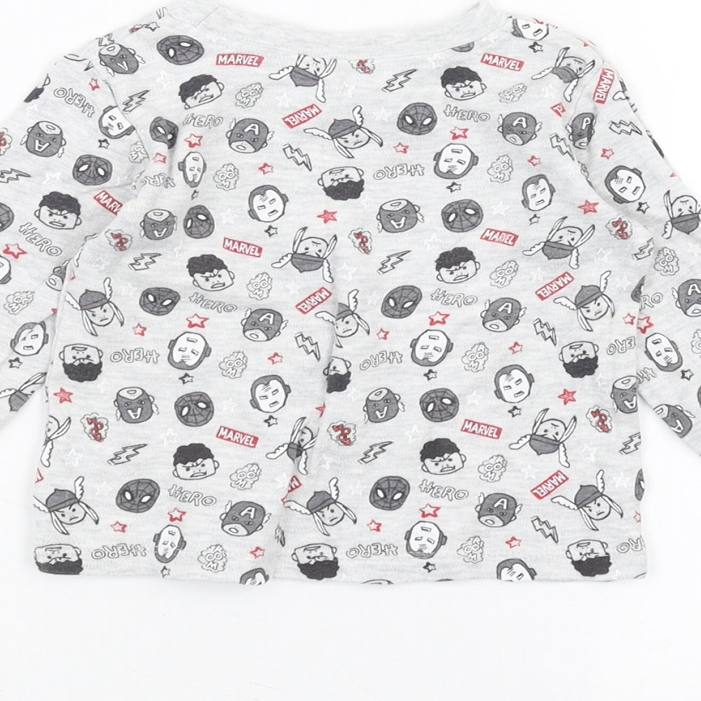 Brand and care label for George Baby Grey Basic T-Shirt, size 6-9, Months - marvel