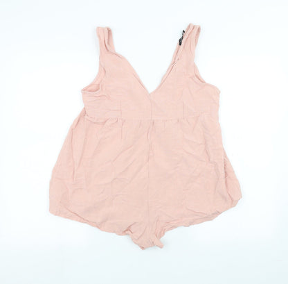 Boohoo Womens Pink   Bodysuit One-Piece Size 10