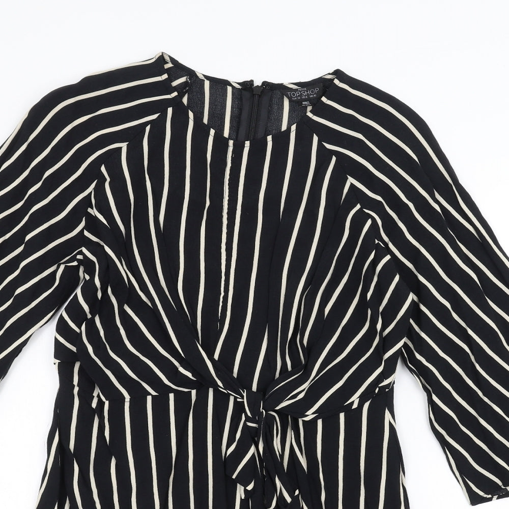 Topman Womens Black Striped  A-Line  Size 10