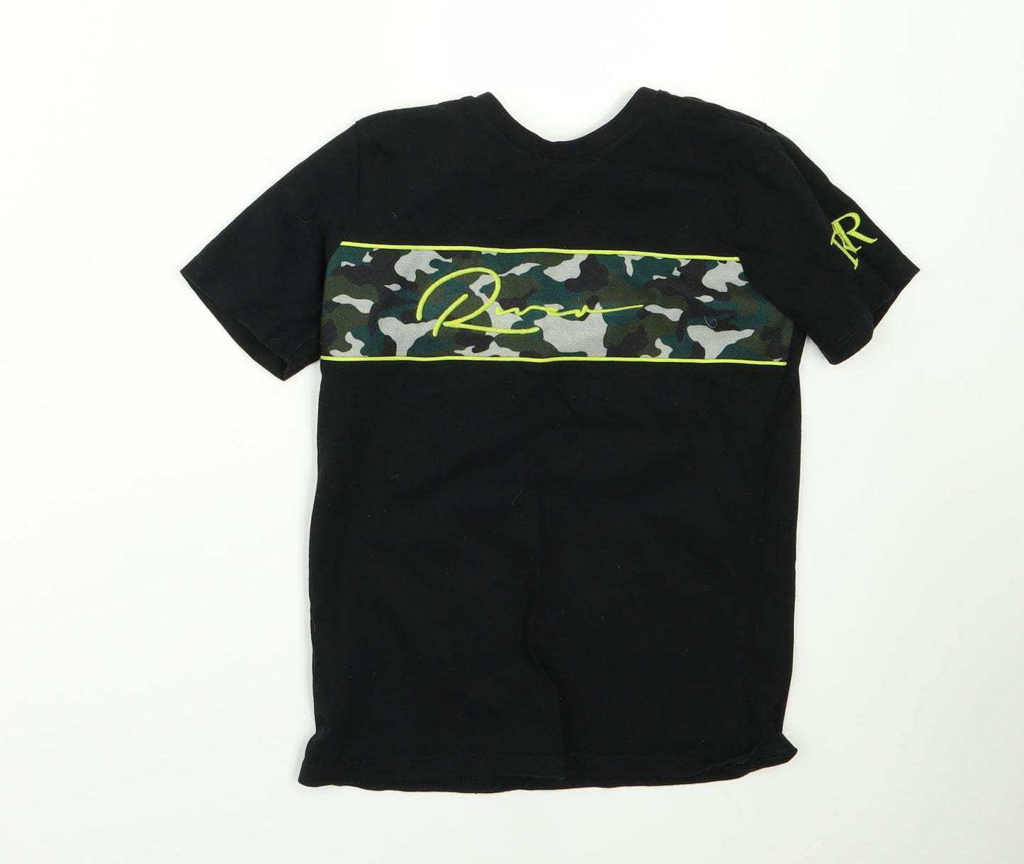 River Island Girls Black  Rayon Basic T-Shirt Size 7 Years