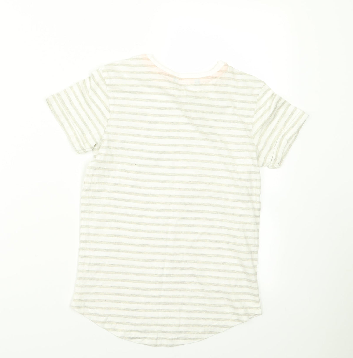 Back view of George girls’ beige striped basic t-shirt, size 7, years