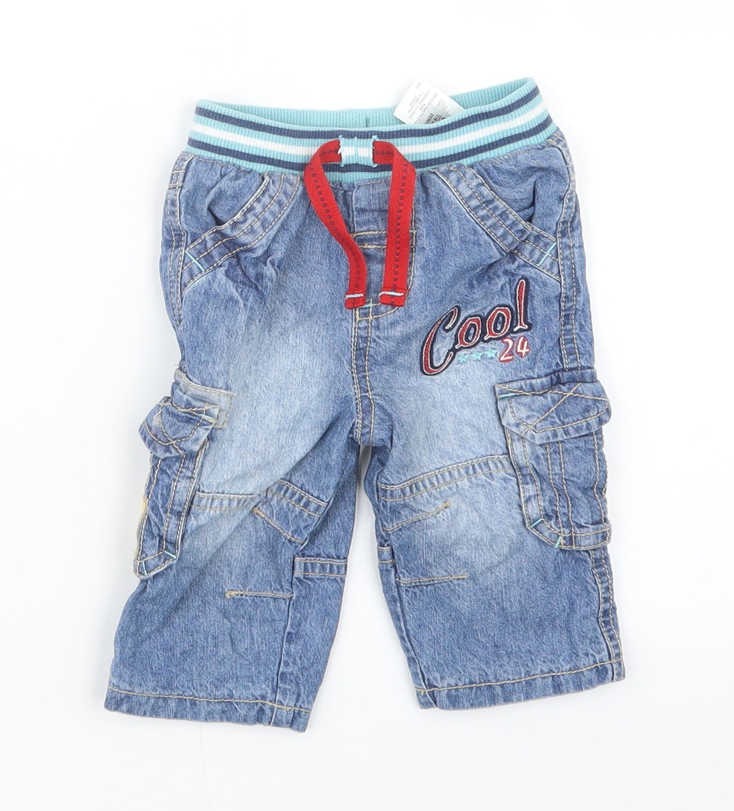Marks and Spencer Boys Blue  Denim Cargo Jeans Size 3-6 Months